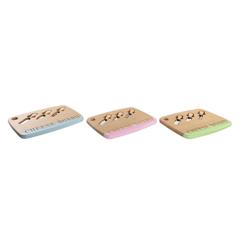 Tagliere per Formaggi DKD Home Decor Bambù Acciaio inossidabile 33,5 x 24 x 2 cm (3 Unità)