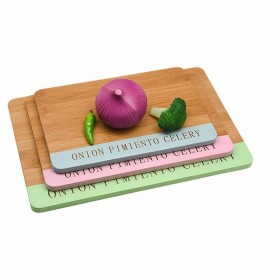 Tagliere per Formaggi DKD Home Decor Bambù Acciaio inossidabile 33,5 x 24 x 2 cm (3 Unità)