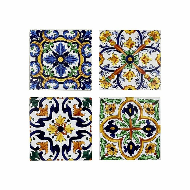 Sottobicchieri DKD Home Decor Piastrella 4 Unità (10,8 x 10,8 x 0,7 cm)