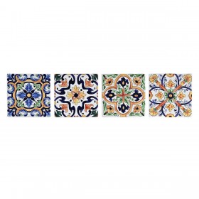 Sottobicchieri DKD Home Decor Piastrella 4 Unità (10,8 x 10,8 x 0,7 cm)