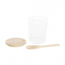 Portazucchero DKD Home Decor Trasparente Naturale Bambù Alluminio Cristallo Vetro Borosilicato 300 ml 28 x 10 x 13,5 cm