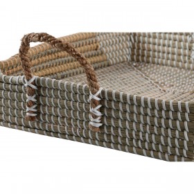 Set di Vassoi DKD Home Decor Giallo Naturale 48 x 38 x 15 cm 52 x 38 x 15 cm (2 Unità)