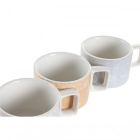 Set di Tazze da Caffè DKD Home Decor Giallo Azzurro Bianco Rosso Metallo Bambù Dolomite 260 ml