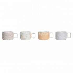 Set di Tazze da Caffè DKD Home Decor Giallo Azzurro Bianco Rosso Metallo Bambù Dolomite 260 ml