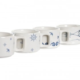 Set di Tazze da Caffè DKD Home Decor Azzurro Bianco Metallo Dolomite 260 ml