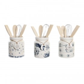 Contenitore per Utensili da Cucina DKD Home Decor Metallo Dolomite Legno MDF 12 x 12 x 25 cm (3 Unità)