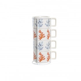 Set di Tazze da Caffè DKD Home Decor Azzurro Fucsia Metallo Dolomite 260 ml