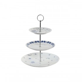 Portafrutta DKD Home Decor 27 x 27 x 34 cm Porcellana Azzurro Metallo Bianco