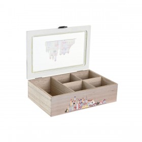 Scatola per Infusioni DKD Home Decor Cristallo Multicolore Legno MDF (2 Unità) (23 x 15 x 7 cm)