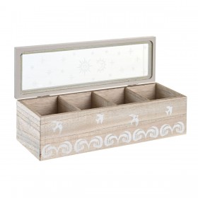 Scatola per Infusioni DKD Home Decor Cristallo Azzurro Bianco Legno MDF (30 x 9 x 8 cm) (2 Unità)