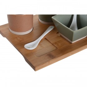 Set da Aperitivo DKD Home Decor 28 x 18,8 x 1,5 cm Porcellana Multicolore Bambù 10 Pezzi Scandinavo