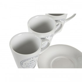 Set di Tazze e Piatti DKD Home Decor Bianco Metallo Gres 180 ml 12 x 12 x 2 cm