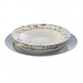 Servizio di Piatti DKD Home Decor Azzurro Bianco Porcellana Floreale 27 x 27 x 3 cm 18 Pezzi