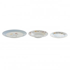Servizio di Piatti DKD Home Decor Azzurro Bianco Porcellana Floreale 27 x 27 x 3 cm 18 Pezzi