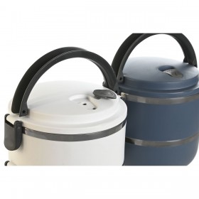 Porta pranzo DKD Home Decor Azzurro Bianco Grigio scuro Acciaio inossidabile polipropilene 1,5 L (2 Unità)