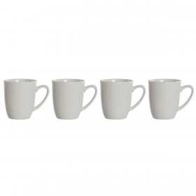 Set di 4 Tazze Mug DKD Home Decor Bianco Porcellana 330 ml 12 x 10 x 9 cm
