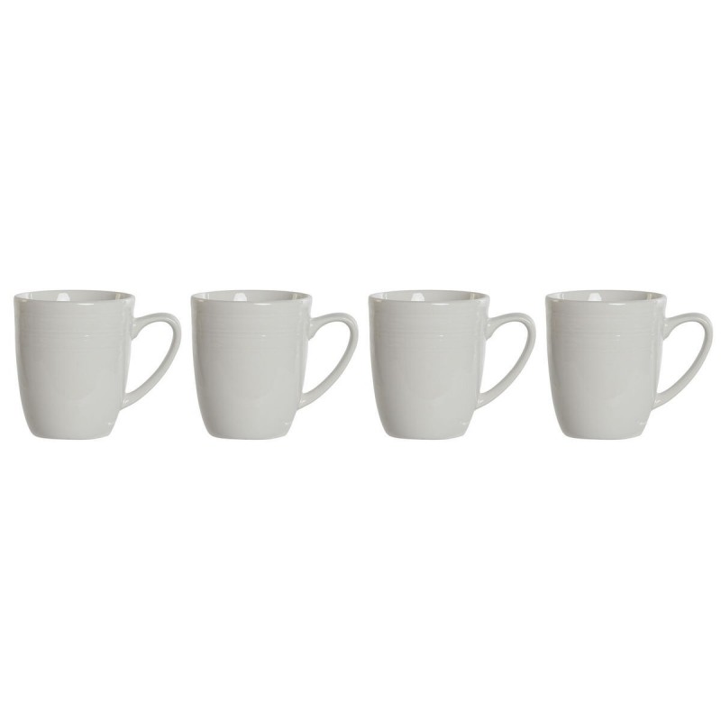 Set di 4 Tazze Mug DKD Home Decor Bianco Porcellana 330 ml 12 x 10 x 9 cm