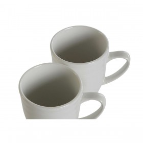 Set di 4 Tazze Mug DKD Home Decor Bianco Porcellana 330 ml 12 x 10 x 9 cm
