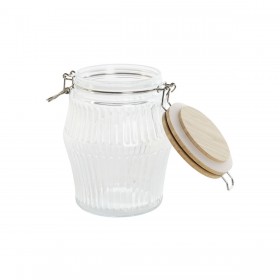 Set di 3 Barattoli Home ESPRIT Trasparente Silicone Bambù Cristallo 13,5 x 13,5 x 27 cm