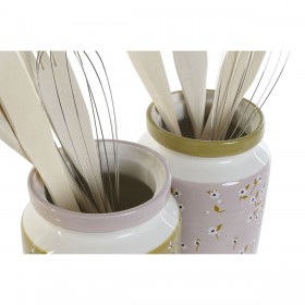 Contenitore per Utensili da Cucina DKD Home Decor Metallo Dolomite Legno MDF 12 x 12 x 25 cm (2 Unità)