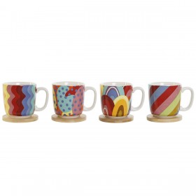 Set da Caffè DKD Home Decor Multicolore Corallo Bambù Dolomite Moderno 180 ml