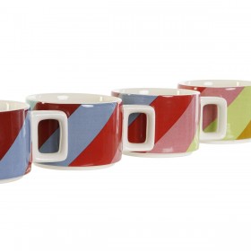 Set di Tazze da Caffè DKD Home Decor Bianco Multicolore Marrone Chiaro Metallo Bambù Dolomite 260 ml