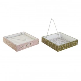 Portatovagliolo DKD Home Decor Verde Senape Marrone scuro Metallo Alluminio Legno MDF 18 x 18 x 4 cm (4 Unità)