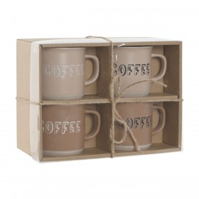 Set di 4 Tazze Mug Home ESPRIT Marrone Gres 285 ml 9 x 7 x 8 cm