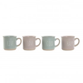 Set di 4 Tazze Mug Home ESPRIT Azzurro Rosa Gres 355 ml 9,7 x 7 x 9,2 cm