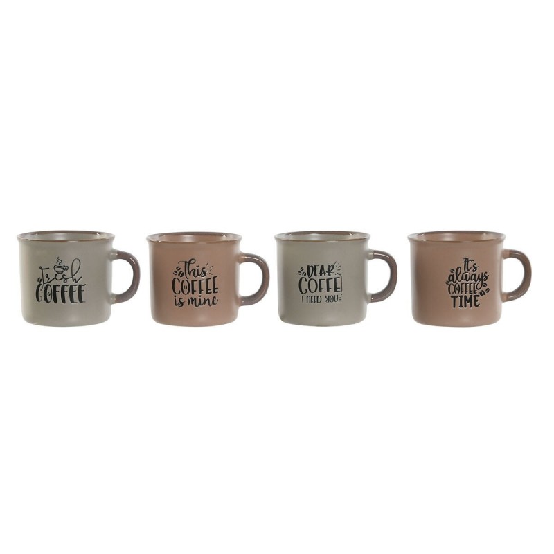 Set di Tazze da Caffè Home ESPRIT Azzurro Rosa Gres 180 ml