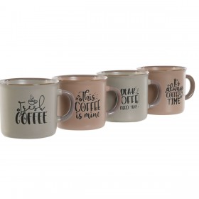 Set di Tazze da Caffè Home ESPRIT Azzurro Rosa Gres 180 ml