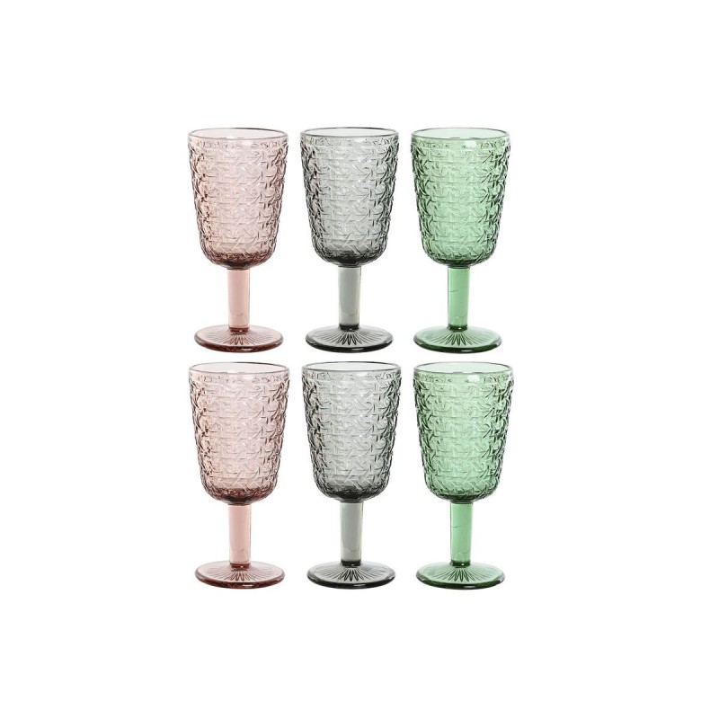 Set di Bicchieri Home ESPRIT Nero Rosso Verde Cristallo 285 ml (6 Unità)
