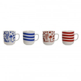 Tazza Mug Home ESPRIT Azzurro Rosso Porcellana Boho 380 ml (4 Unità)