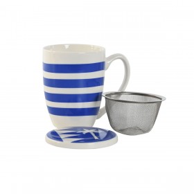 Tazza con Filtro per Infusioni Home ESPRIT Azzurro Rosso Acciaio inossidabile Porcellana 380 ml (4 Unità)