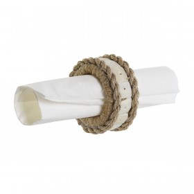 Anello portatovagliolo DKD Home Decor Naturale Juta Resina Alluminio 6 x 3 x 6 cm 4 Pezzi