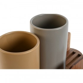 Contenitore per Utensili da Cucina Home ESPRIT Acacia Dolomite 20 x 9,5 x 18,5 cm (2 Unità)