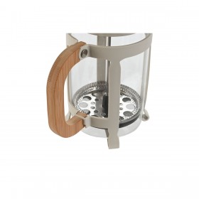 Caffettiera a Stantuffo Home ESPRIT Bianco Naturale Acciaio inossidabile 800 ml 15 x 10 x 22 cm