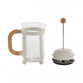 Caffettiera a Stantuffo Home ESPRIT Bianco Naturale Acciaio inossidabile 800 ml 15 x 10 x 22 cm