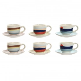 Set di Tazze da Caffè Home ESPRIT Giallo Azzurro Verde Lilla Metallo Dolomite 180 ml