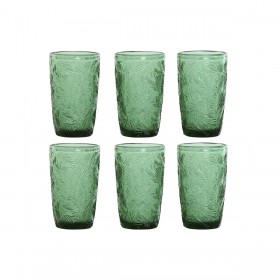 Set di Bicchieri Home ESPRIT Verde Cristallo Con rilievo 370 ml (6 Unità)