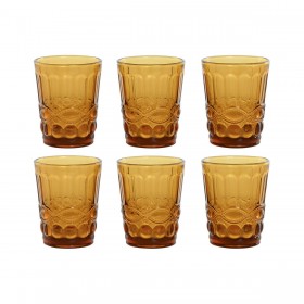 Set di Bicchieri Home ESPRIT Ambra Cristallo Con rilievo 240 ml (6 Unità)