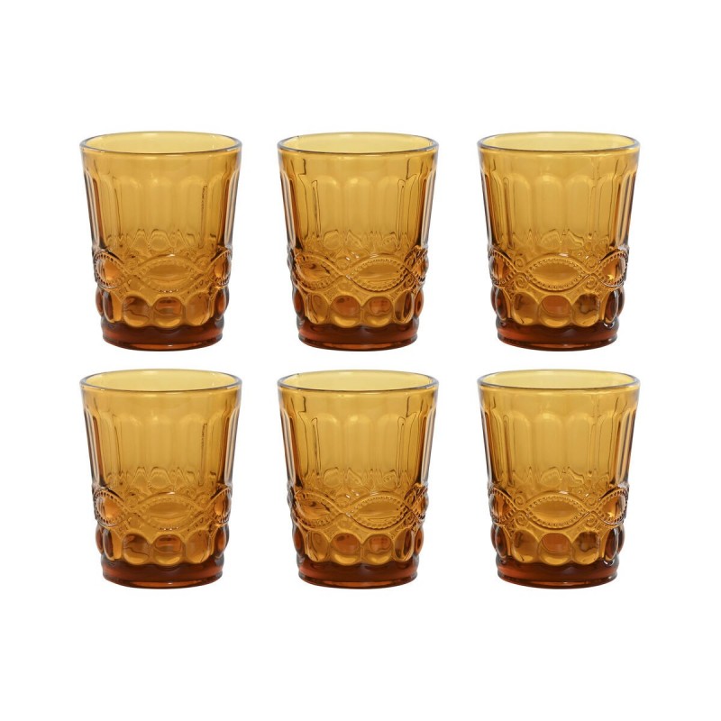 Set di Bicchieri Home ESPRIT Ambra Cristallo Con rilievo 240 ml (6 Unità)