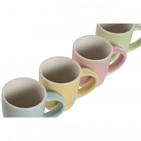 Set di Tazze da Caffè Home ESPRIT Giallo Azzurro Verde Rosa Porcellana 90 ml 4 Pezzi