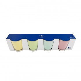 Set di Tazze da Caffè Home ESPRIT Giallo Azzurro Verde Rosa Porcellana 90 ml 4 Pezzi