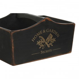 Set di Vassoi Home ESPRIT Nero Legno di abete 35 x 22 x 18 cm