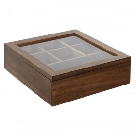 Scatola per Infusioni Home ESPRIT Naturale Cristallo Legno di acacia 20,5 x 20,5 x 6,5 cm