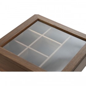 Scatola per Infusioni Home ESPRIT Naturale Cristallo Legno di acacia 20,5 x 20,5 x 6,5 cm