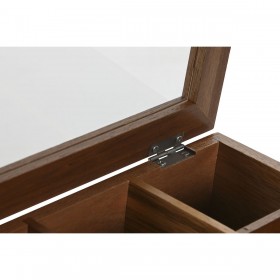 Scatola per Infusioni Home ESPRIT Naturale Cristallo Legno di acacia 20,5 x 20,5 x 6,5 cm