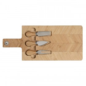 Tagliere Home ESPRIT Naturale Bambù Acciaio inossidabile 41 x 18,3 x 2 cm (4 Pezzi)