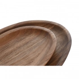 Set di piatti Home ESPRIT Naturale Legno di acacia 26 x 18 x 1,6 cm
